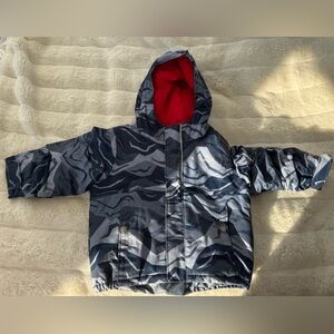 Columbia Kids Blue Camouflage Jacket with Red Hood